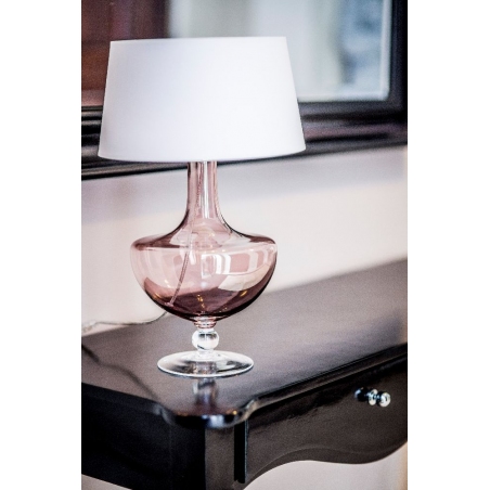 Stylowa Lampa stołowa szklana Oxford Transparent Copper Biała 4Concepts do salonu.