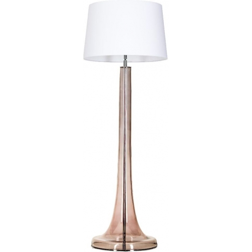 Stylowa Szklana Lampa podłogowa z abażurem Zürich Transparent Copper Biała 4Concepts do salonu i sypialni.