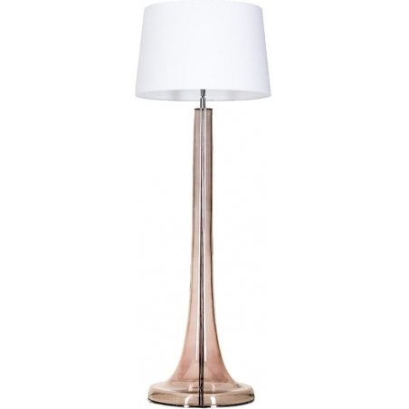 Stylowa Szklana Lampa podłogowa z abażurem Zürich Transparent Copper Biała 4Concepts do salonu i sypialni.
