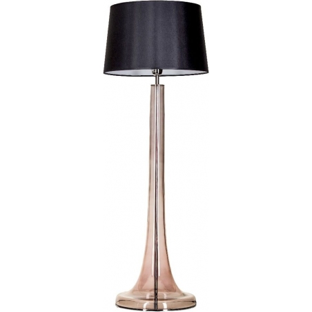 Stylowa Szklana Lampa podłogowa z abażurem Zürich Transparent Copper Czarna 4Concepts do salonu i sypialni.