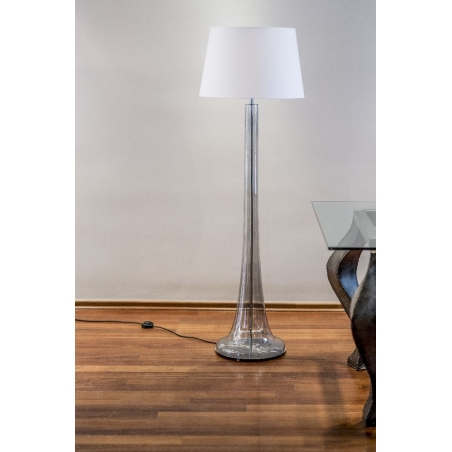 Stylowa Szklana Lampa podłogowa z abażurem Zürich Transparent Black Biała 4Concepts do salonu i sypialni.