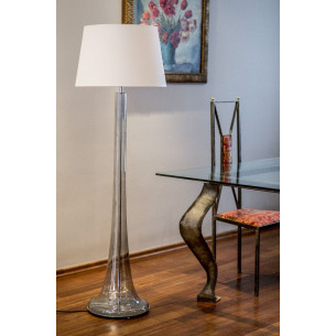 Zürich Transparent Black white glass floor lamp with shade 4Concepts