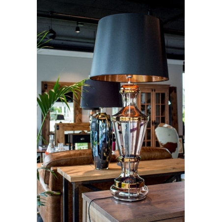 Stylowa Lampa stołowa szklana Roma Gold Czarna 4Concepts do salonu.