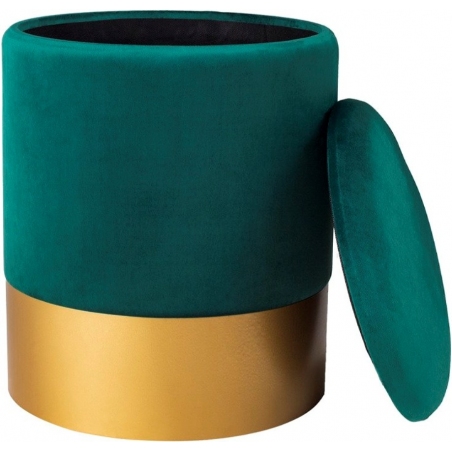 Velvet L dark green&amp;brass glamour velvet storage pouffe Moos Home