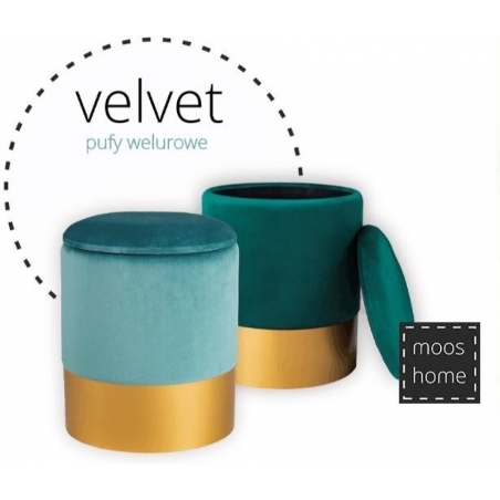 Velvet L dark green&amp;brass glamour velvet storage pouffe Moos Home