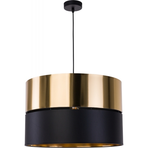 Klasyczna Lampa wisząca z abażurem Hilton 50 złoty z czarnym TK Lighting do salonu i sypialni.