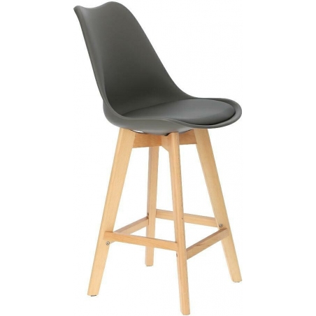Norden Wood Low 64 dark grey scandinavian bar chair with wooden legs Intesi