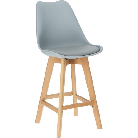 Norden Wood Low 64 grey scandinavian bar chair with wooden legs Intesi