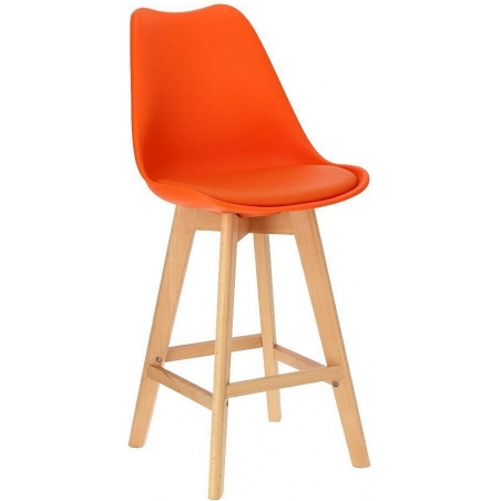 Norden Wood Low 64 orange scandinavian bar chair with wooden legs Intesi