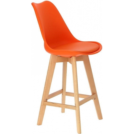 Krzesło barowe skandynawskie Norden Wood Low 64 Pomarańczowe Intesi do kuchni.
