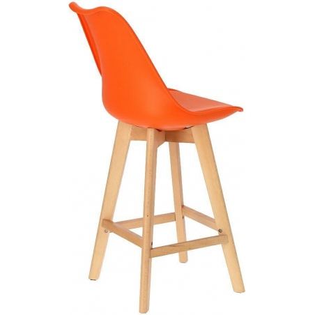 Norden Wood Low 64 orange scandinavian bar chair with wooden legs Intesi