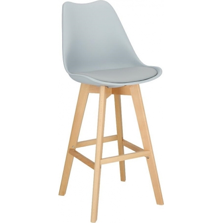 Norden Wood High 80 light grey scandinavian bar chair with wooden legs Intesi