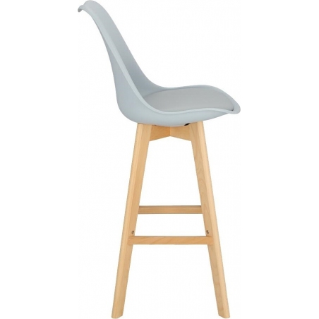 Norden Wood High 80 light grey scandinavian bar chair with wooden legs Intesi