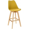Krzesło barowe skandynawskie z drewnianymi nogami Norden Wood High 80 Żółte Intesi do kuchni.