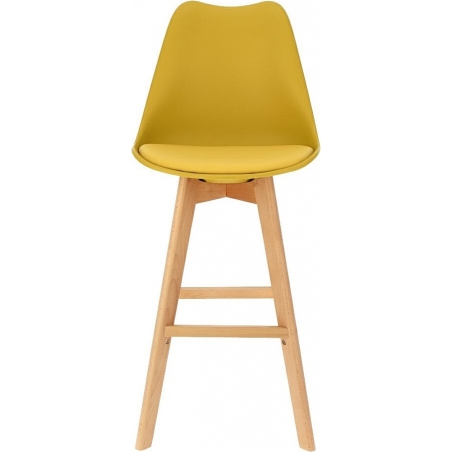 Norden Wood High 80 yellow scandinavian bar chair with wooden legs Intesi