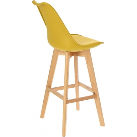 Norden Wood High 80 yellow scandinavian bar chair with wooden legs Intesi