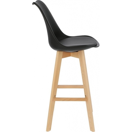 Norden Wood High 80 black scandinavian bar chair with wooden legs Intesi