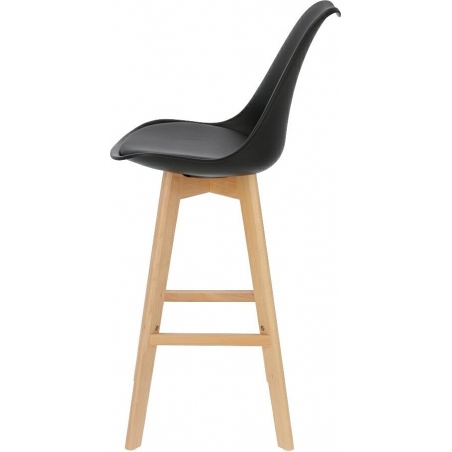 Norden Wood High 80 black scandinavian bar chair with wooden legs Intesi