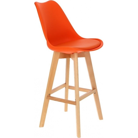 Norden Wood High 80 orange scandinavian bar chair with wooden legs Intesi