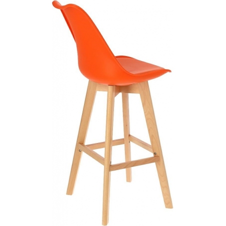 Krzesło barowe skandynawskie z drewnianymi nogami Norden Wood High 80 Pomarańczowe Intesi do kuchni.