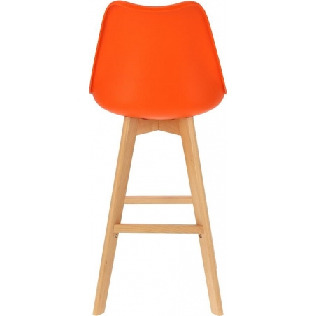 Krzesło barowe skandynawskie z drewnianymi nogami Norden Wood High 80 Pomarańczowe Intesi do kuchni.