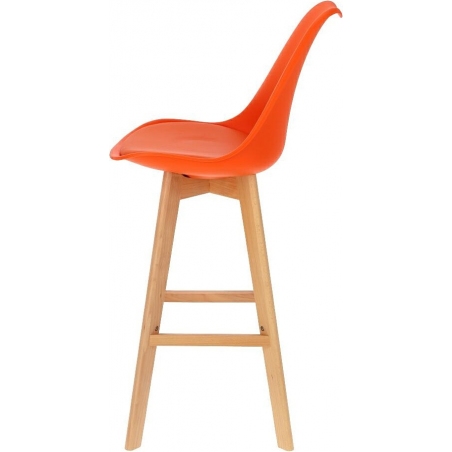 Norden Wood High 80 orange scandinavian bar chair with wooden legs Intesi