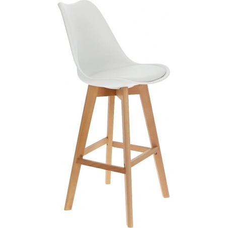 Norden Wood High 80 white scandinavian bar chair with wooden legs Intesi