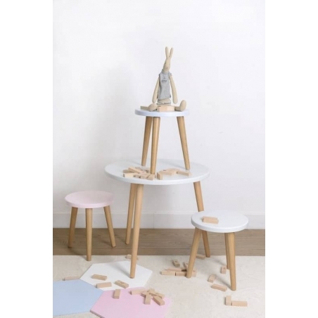 Kiara 34 oak&amp;white wooden children's stool Moon Wood