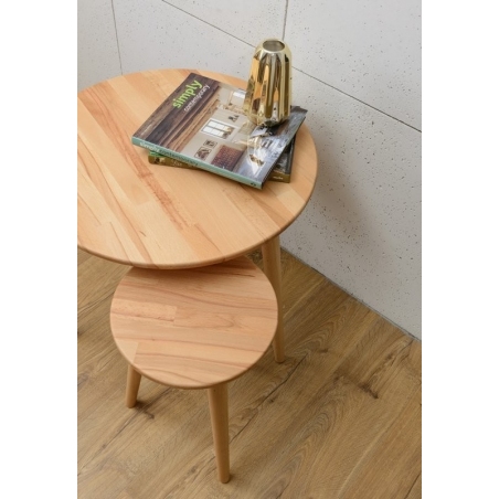 Natural 54 beech&amp;white wooden stool Moon Wood