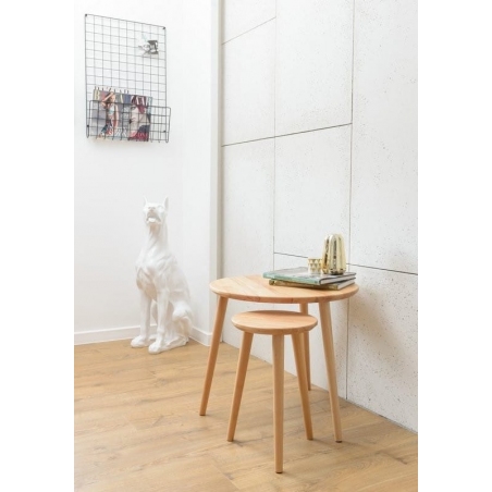 Natural 54 beech&amp;white wooden stool Moon Wood