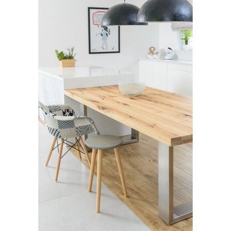 Scandi Gray 54 grey oak&amp;oak wooden stool Moon Wood