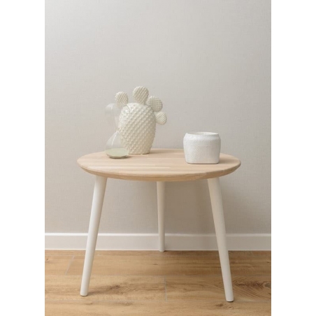 Scandi White 54 whitewash oak&amp;white wooden round coffee table Moon Wood
