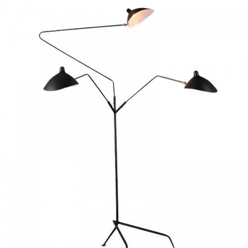Industrialna Wysoka Lampa podłogowa z 3 kloszami Crane Czarna Step Into Design do salonu i sypialni.