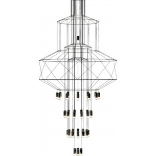 Designerska Lampa wisząca druciana Linea 43 Czarna Step Into Design nad stół.