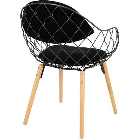 Jahi black&amp;beech openwork chair with armrests Intesi