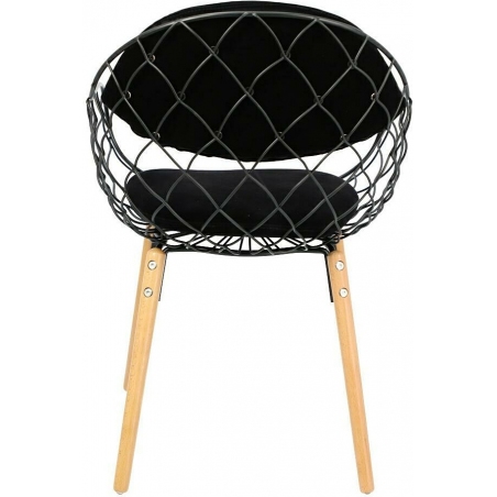 Designerskie Krzesło ażurowe z podłokietnikami Jahi czarne/buk Intesi do jadalni, salonu i kuchni.