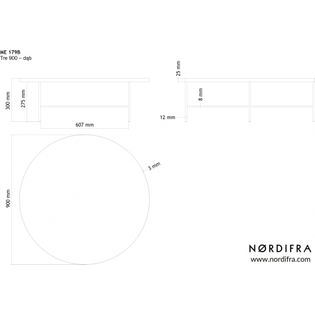 Designerski Okrągły stolik kawowy Tre 90 Marmur/Czarny Nordifra do salonu.