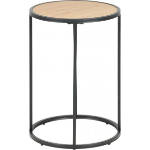 Seaford 40 oak&amp;black round side table Actona