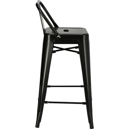 Designerskie Metalowe krzesło barowe z oparciem Paris Back Short 66 Czarne D2.Design do kuchni.