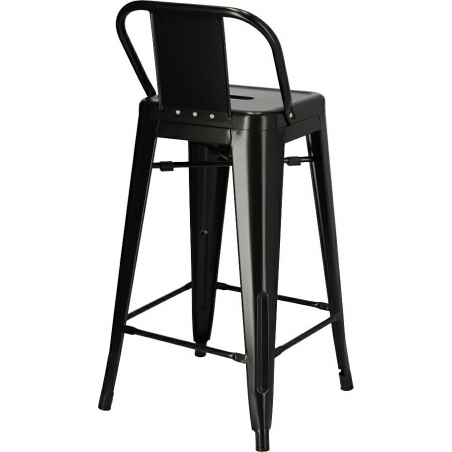 Designerskie Metalowe krzesło barowe z oparciem Paris Back Short 66 Czarne D2.Design do kuchni.