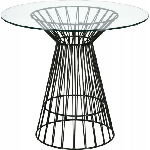 Stylowy Stół okrągły szklany Cage 80 przeźroczysty D2.Design do kuchni, jadalni i salonu.