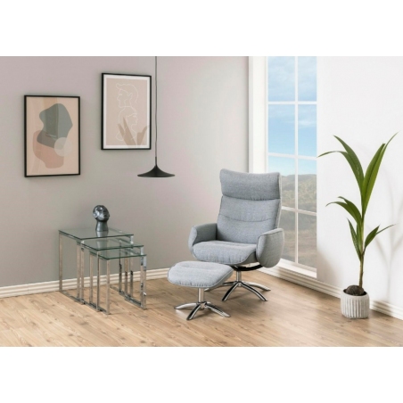 Westfield light grey swivel upholstered armchair with footrest Actona