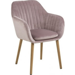 Emilia pink&amp;oak velvet chair with armrests Actona