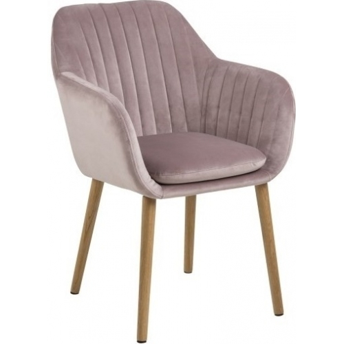 Emilia pink&amp;oak velvet chair with armrests Actona