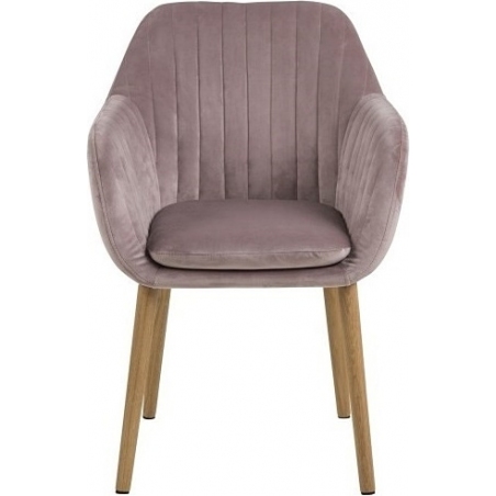 Emilia pink&amp;oak velvet chair with armrests Actona