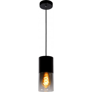 Stylowa Lampa wisząca szklana Zino 10 Szkło dymione/Czarny Lucide nad wyspę do kuchni.