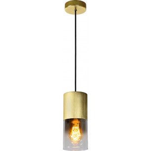 Zino 10 smoke glass&amp;brass glass pendant lamp Lucide