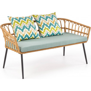 Gardena 140 natural&amp;multicolour rattan garden sofa Halmar