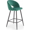 Designerskie Krzesło barowe welurowe z oparciem H-96 65 Ciemno zielone Halmar do kuchni.