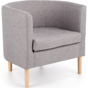 Clubby grey upholstered armchair with wooden legs Halmar